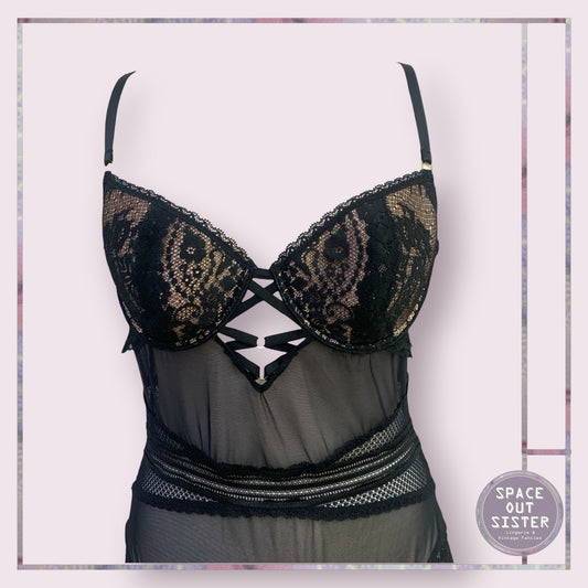 Vintage Champagne & Black Bodysuit