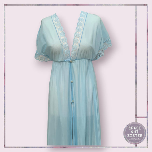 Vintage Lace Sleeve Blue Robe