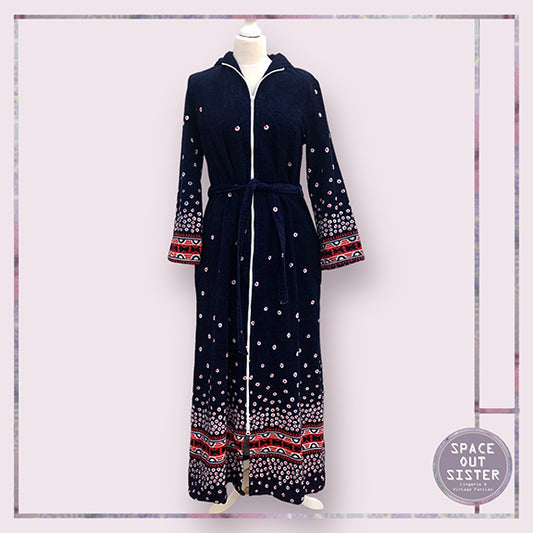 Vintage Cotton Towelling Robe with Hood