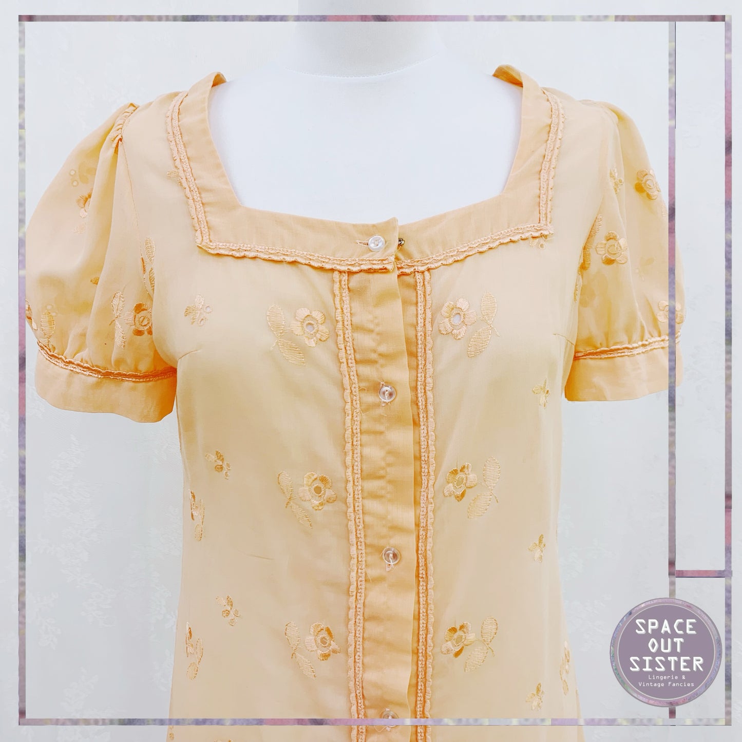 Vintage Orange Embroidered Nightdress
