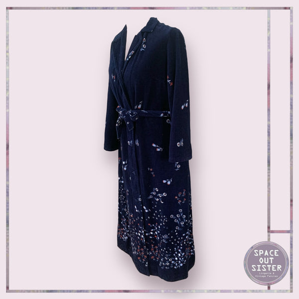 Vintage Navy Powder Blue Floral Robe
