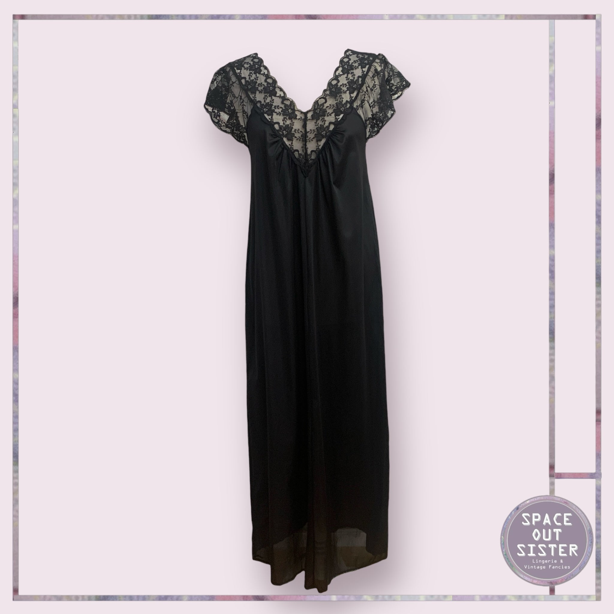Vintage Lace Black Nightdress