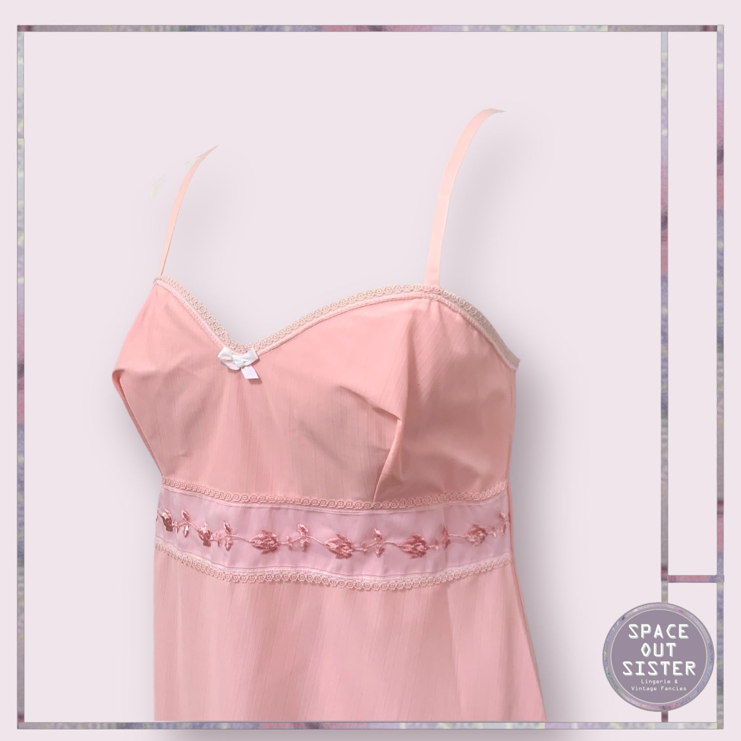 Vintage Embroidered Pink Slip