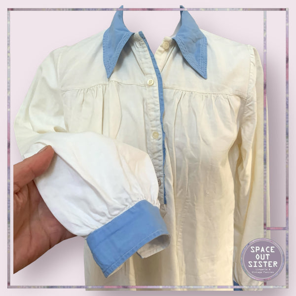 Vintage Blue Collar Cotton Nightshirt