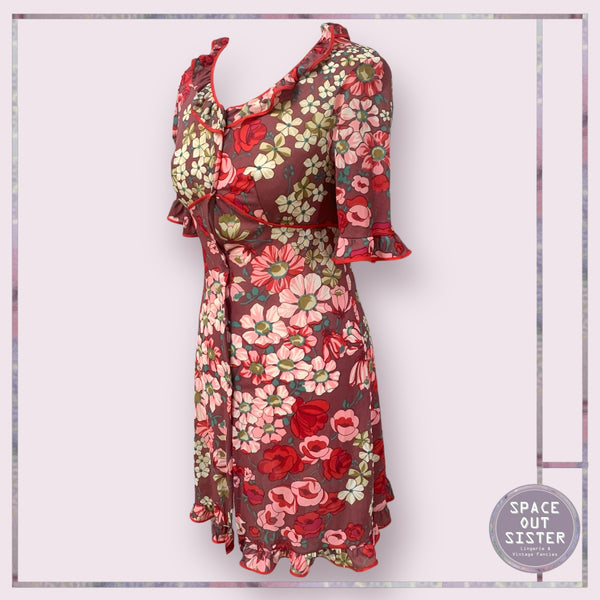 Vintage Pink & Red Print Robe