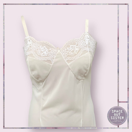 Vintage Ivory Deep Lace Hem Slip