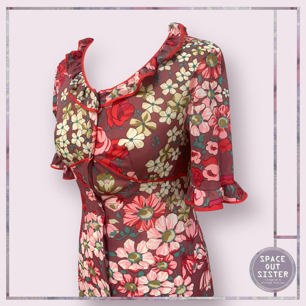 Vintage Pink & Red Print Robe