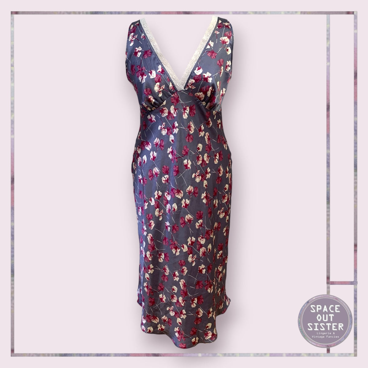 Pre-Loved Burgundy Floral Slip Dress