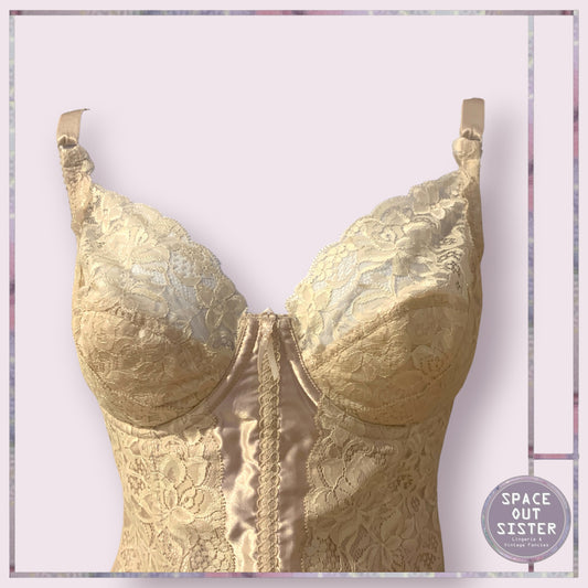 Vintage Champagne Floral Lace Basque