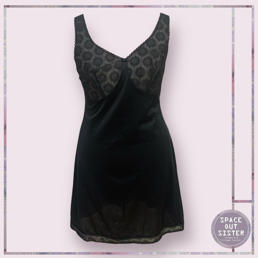 Vintage Black Floral Bust Slip