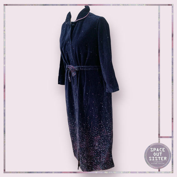 Vintage Micro Floral Navy Robe