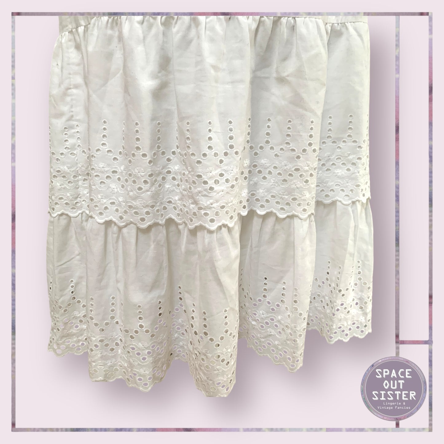 Vintage Dot Embroidered Tiered Petticoat