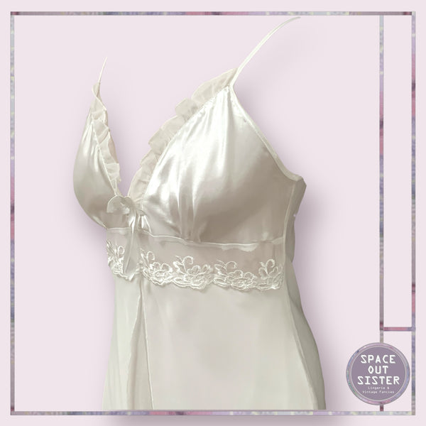 Vintage White Satin Petal Nightdress