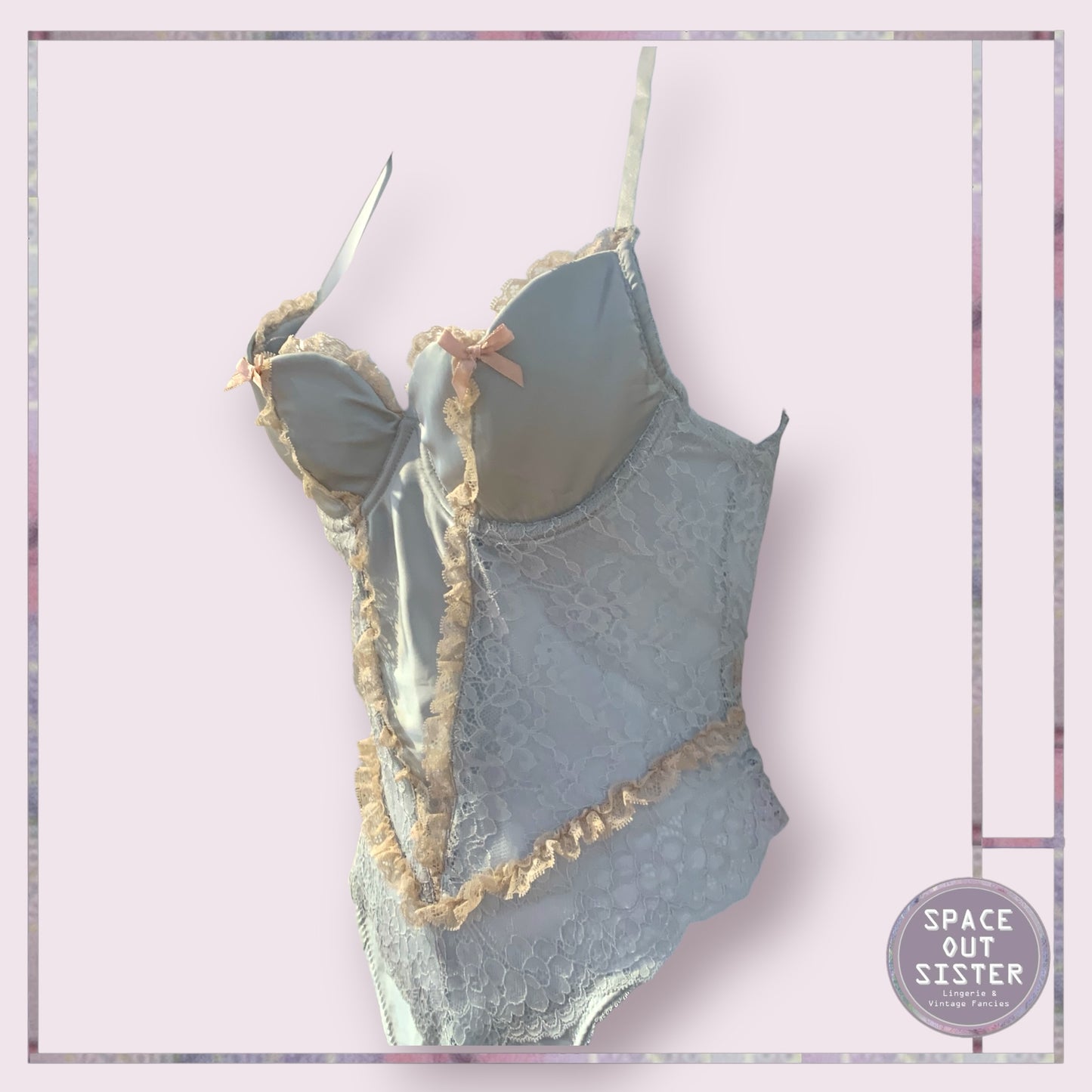 Vintage Powder Blue & Champagne Bodysuit