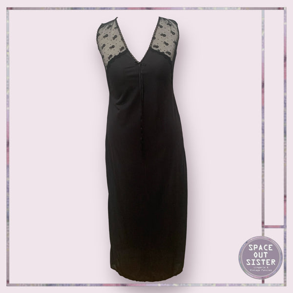 Vintage Black Full Split Nightdress