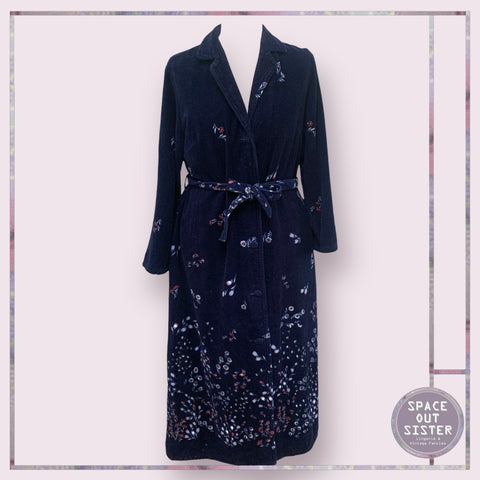 Vintage Navy Powder Blue Floral Robe