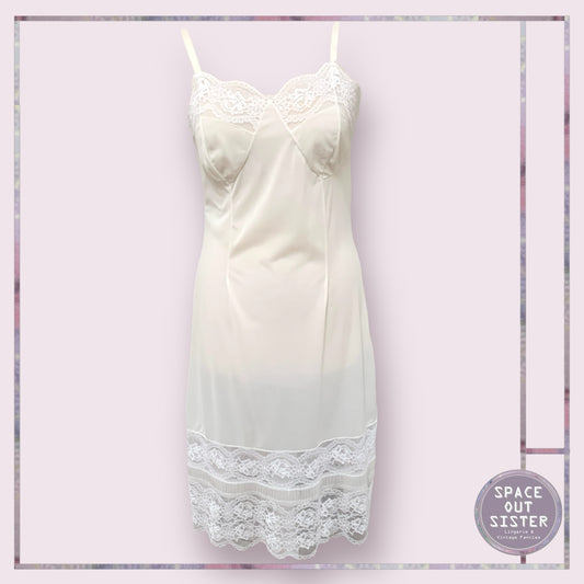 Vintage Ivory Deep Lace Hem Slip