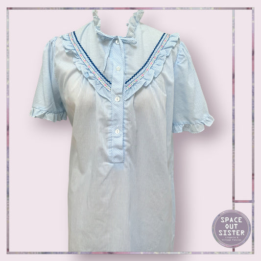 Vintage Ruffle Stripes Nightdress