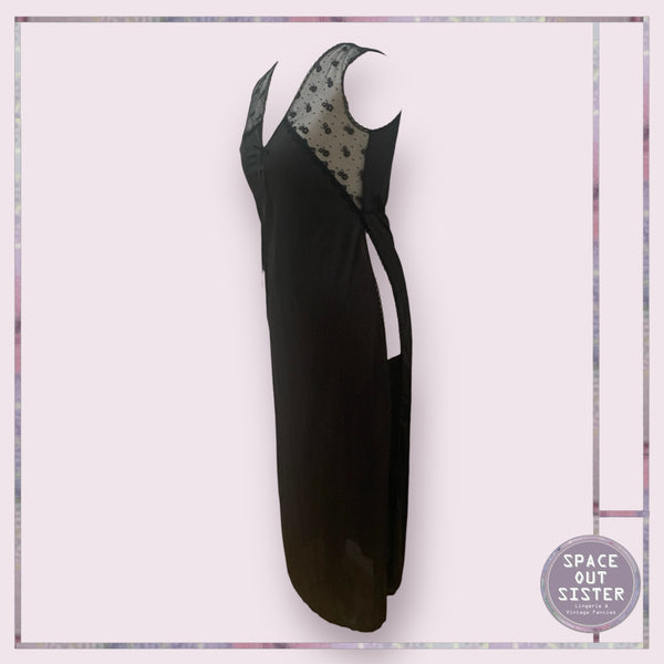 Vintage Black Full Split Nightdress