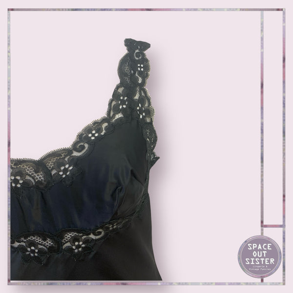 Vintage Black Lace Strap Slip