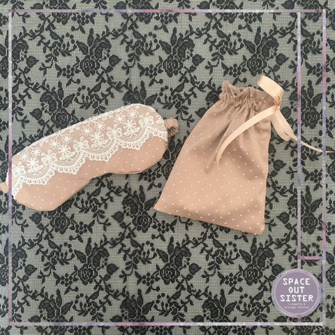 Handmade Sleep Mask & Pouch Polka