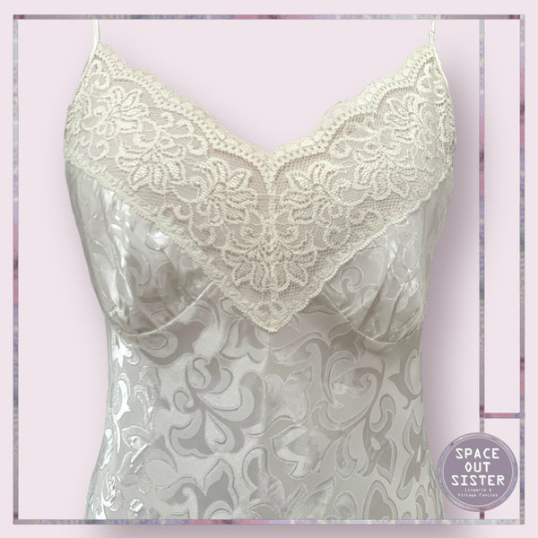 Vintage Embossed Satin Slip Dress