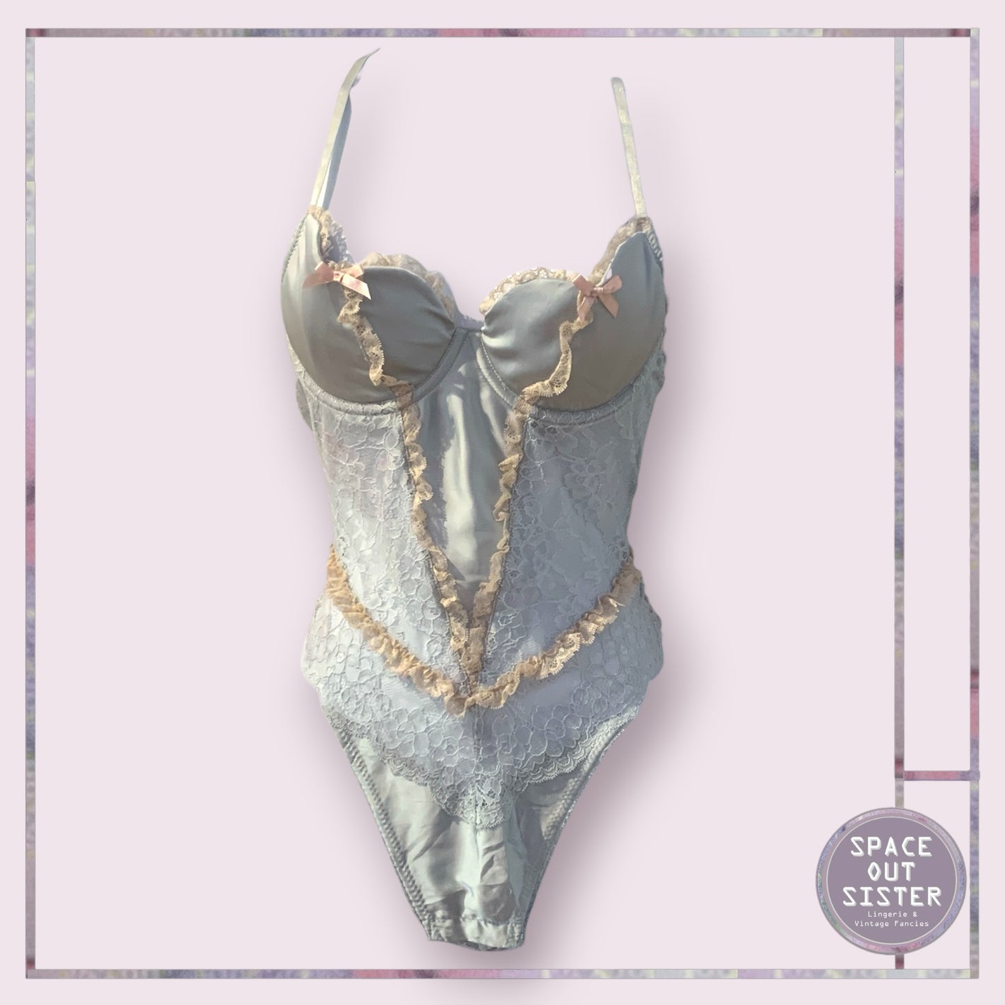 Vintage Powder Blue & Champagne Bodysuit