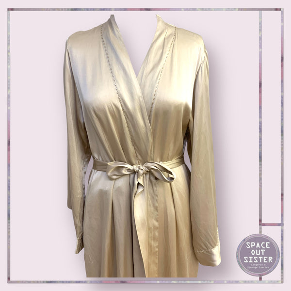 Taupe Golden Pure Silk Robe