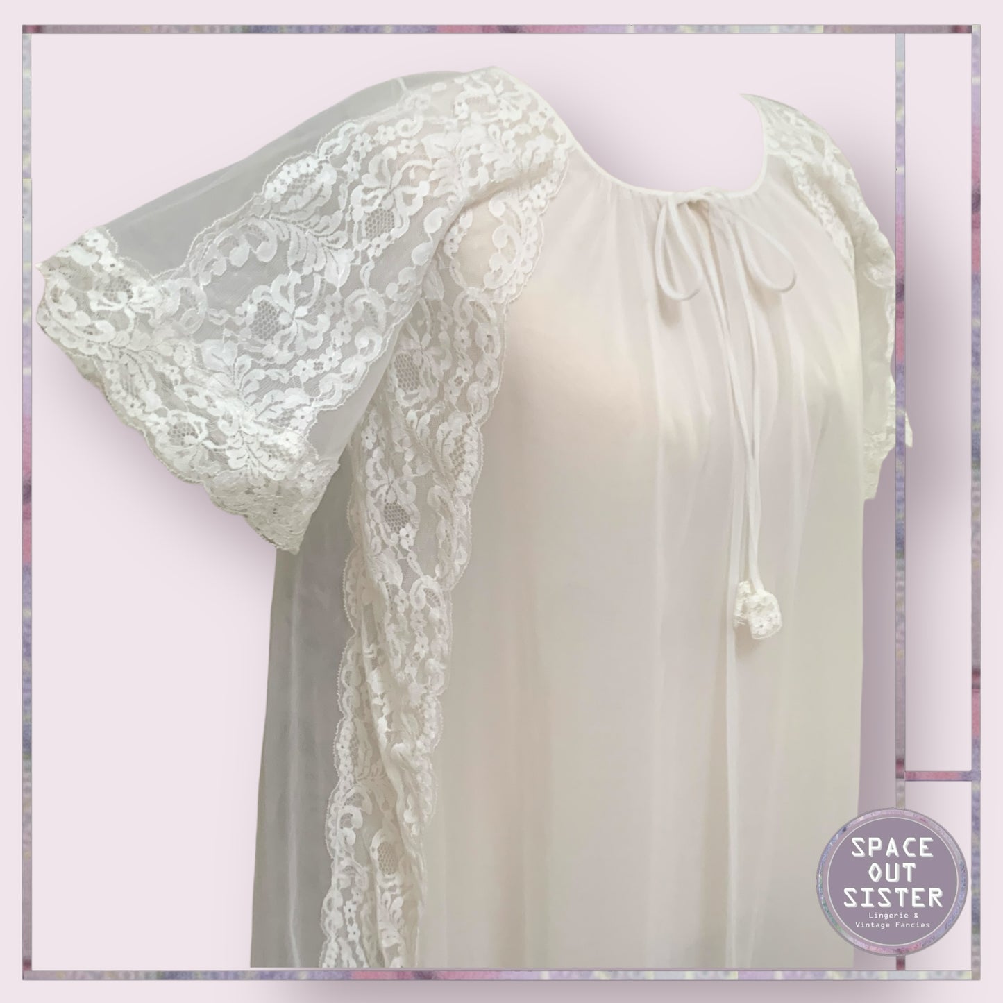 Vintage White Chiffon Negligee
