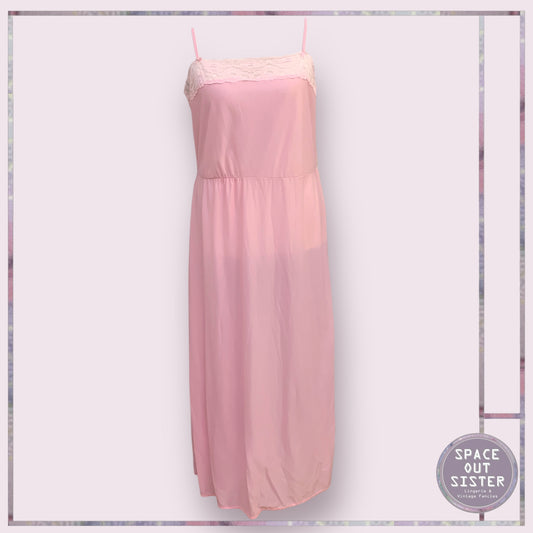 Vintage Pink Full Length Lace Nightdress