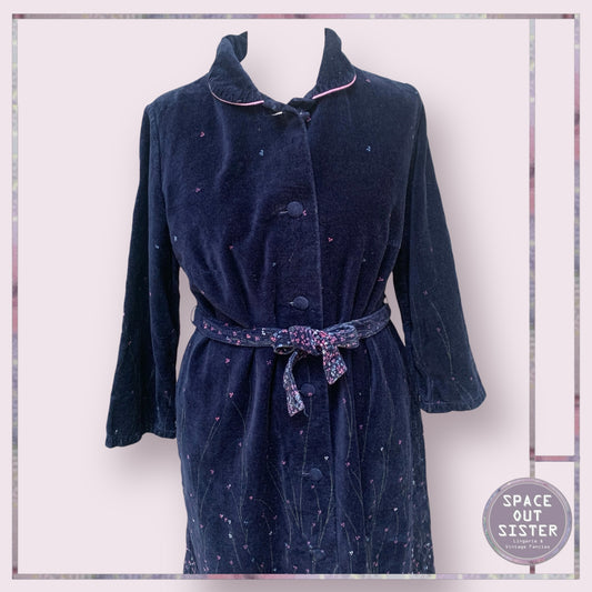 Vintage Micro Floral Navy Robe