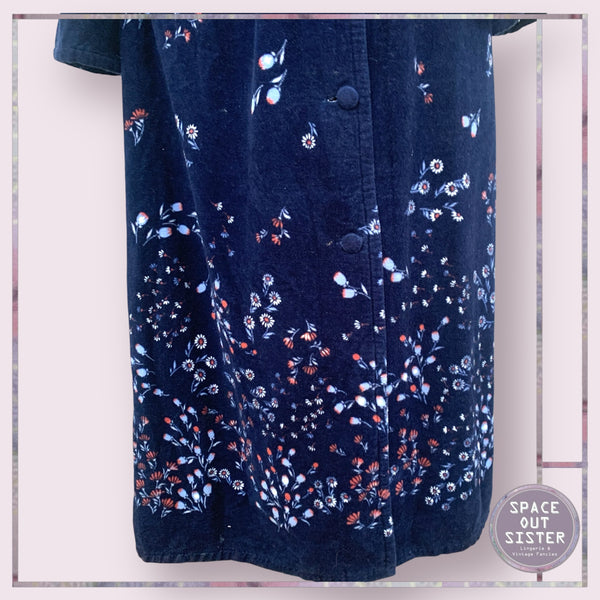 Vintage Navy Powder Blue Floral Robe