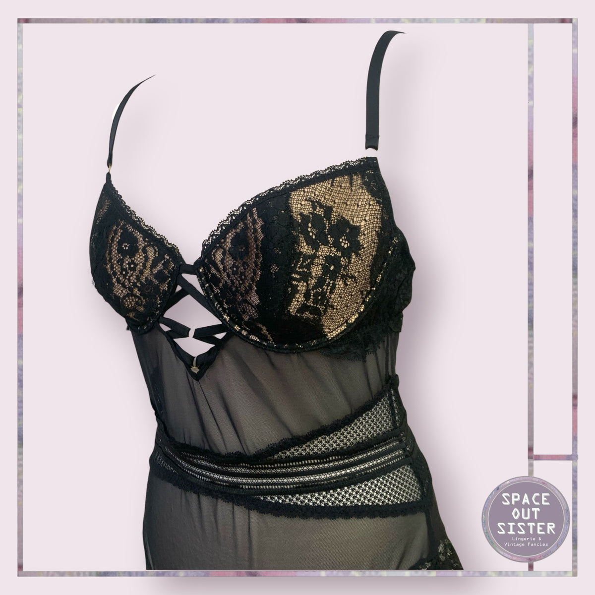 Vintage Champagne & Black Bodysuit