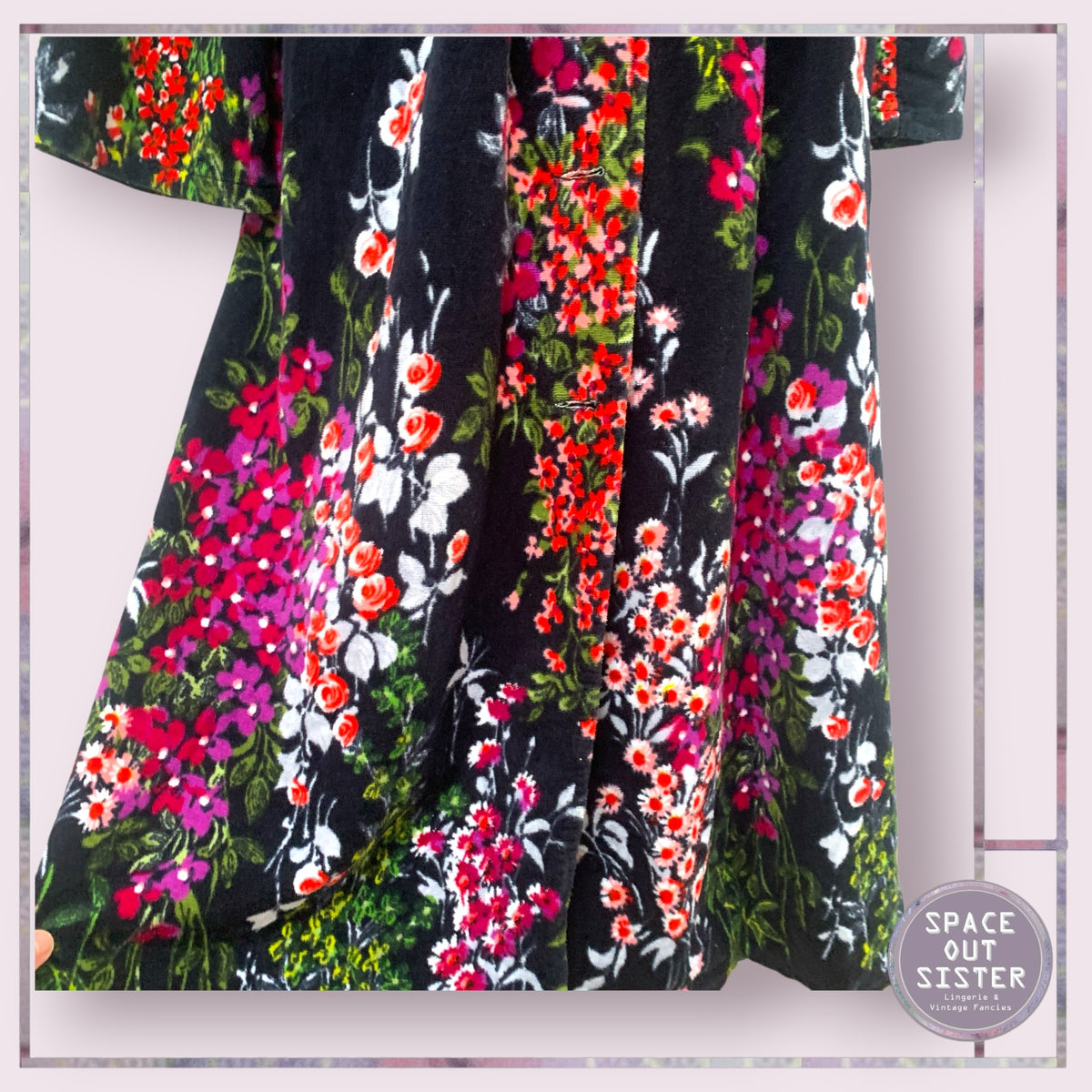 Vintage Cotton Navy Flower Robe