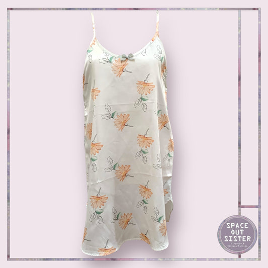 Vintage Peach Flower Slip Dress