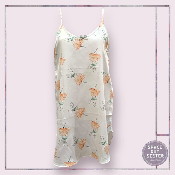 Vintage Peach Flower Slip Dress