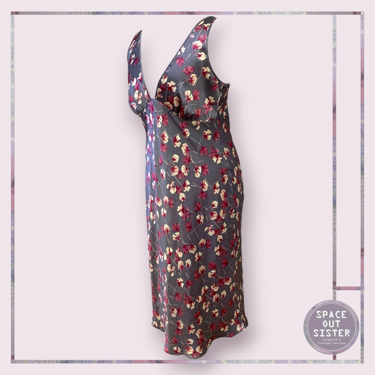 Pre-Loved Burgundy Floral Slip Dress