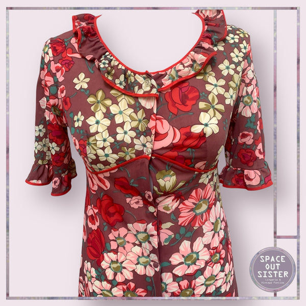 Vintage Pink & Red Print Robe