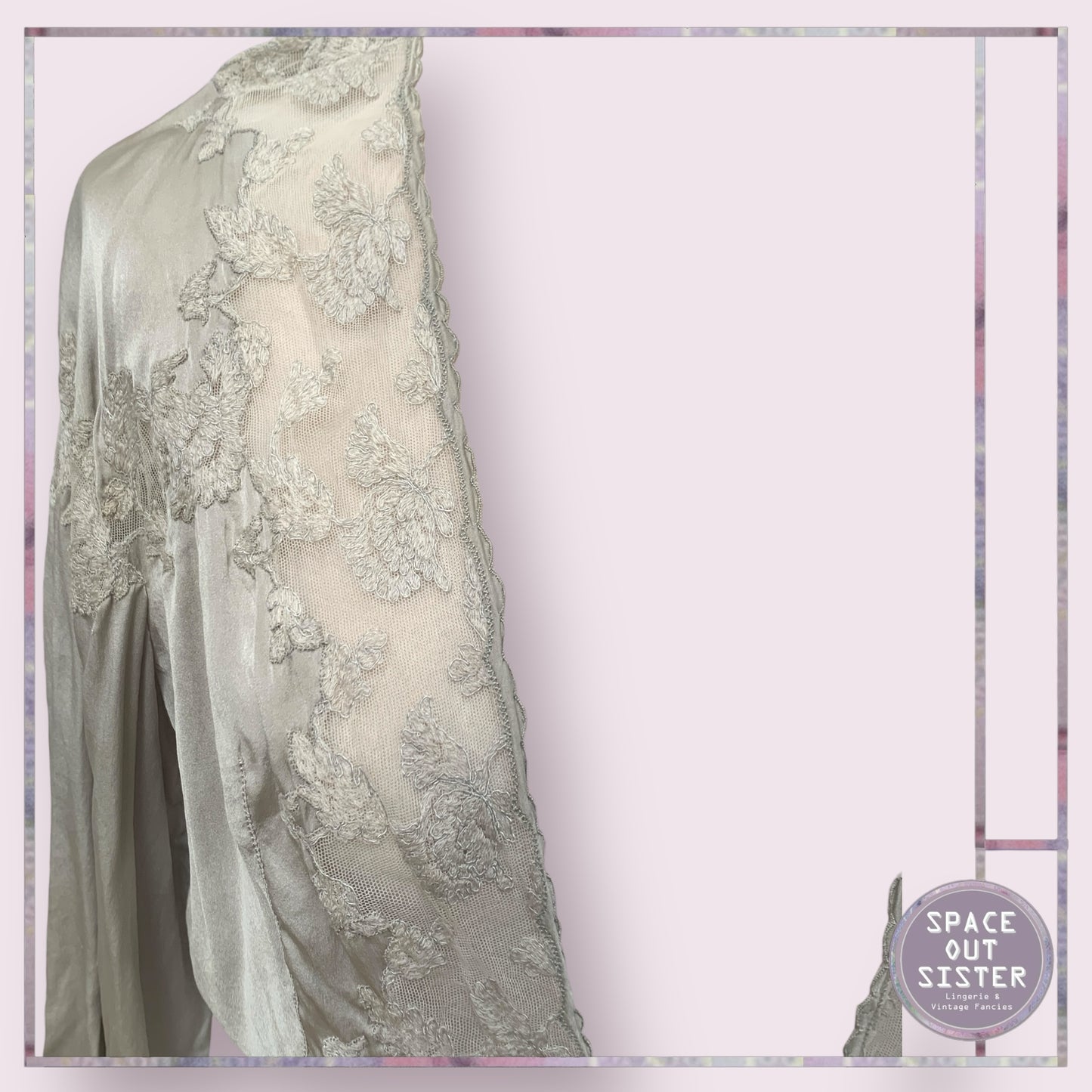 Vintage Silk Silver Bed Jacket
