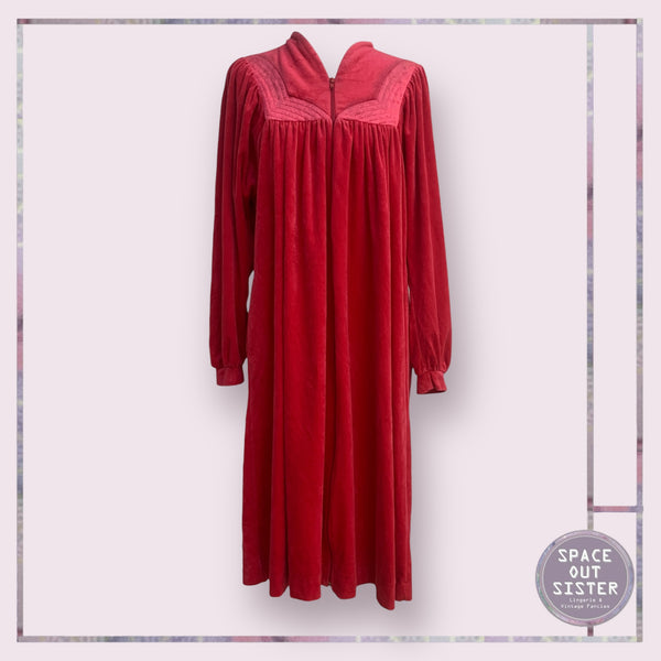 Vintage Caroline Cerise Velour Robe