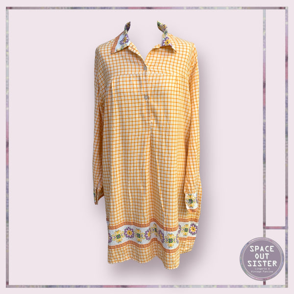 Vintage Grid Orange Cotton Nightdress
