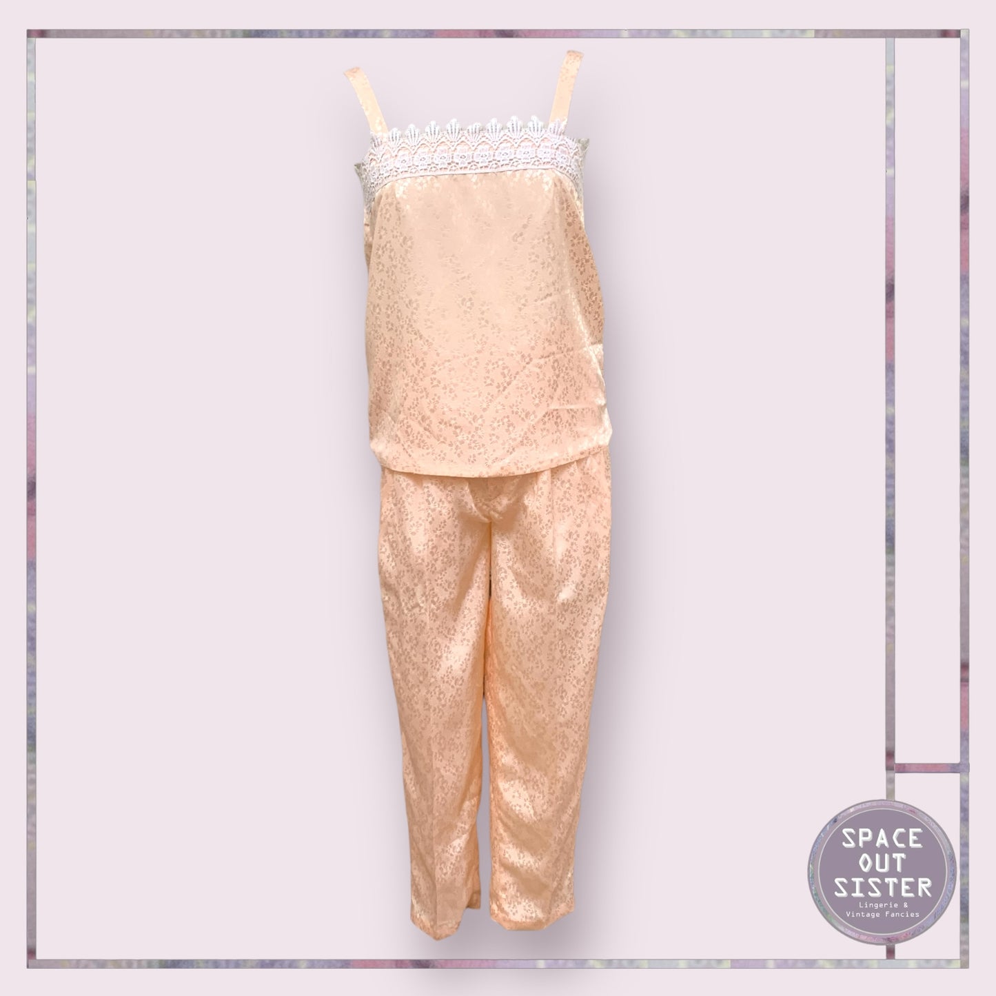 Rare Vintage Peach Satin PJs