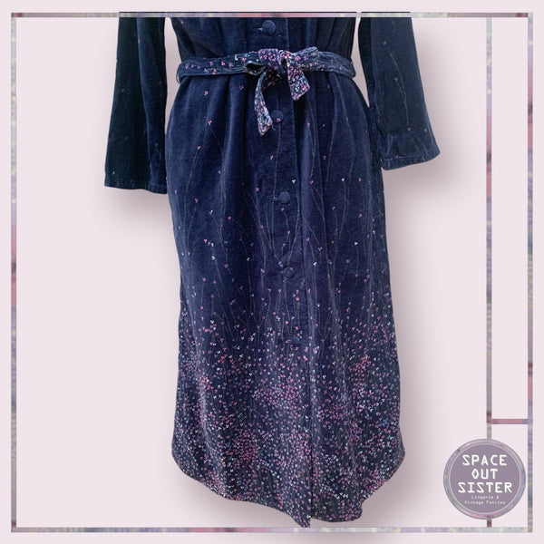Vintage Micro Floral Navy Robe
