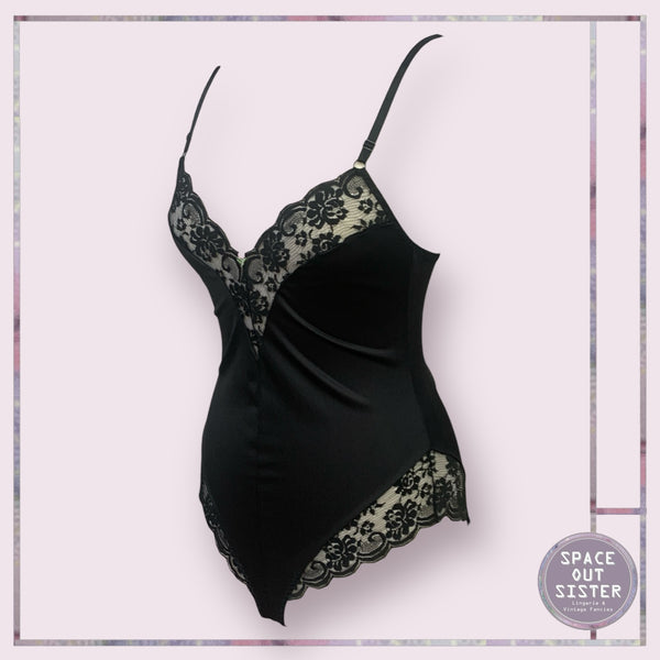 Vintage Black Satin Bodysuit