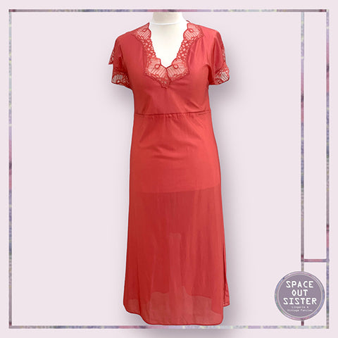 Vintage Red Lace Trim Nightdress