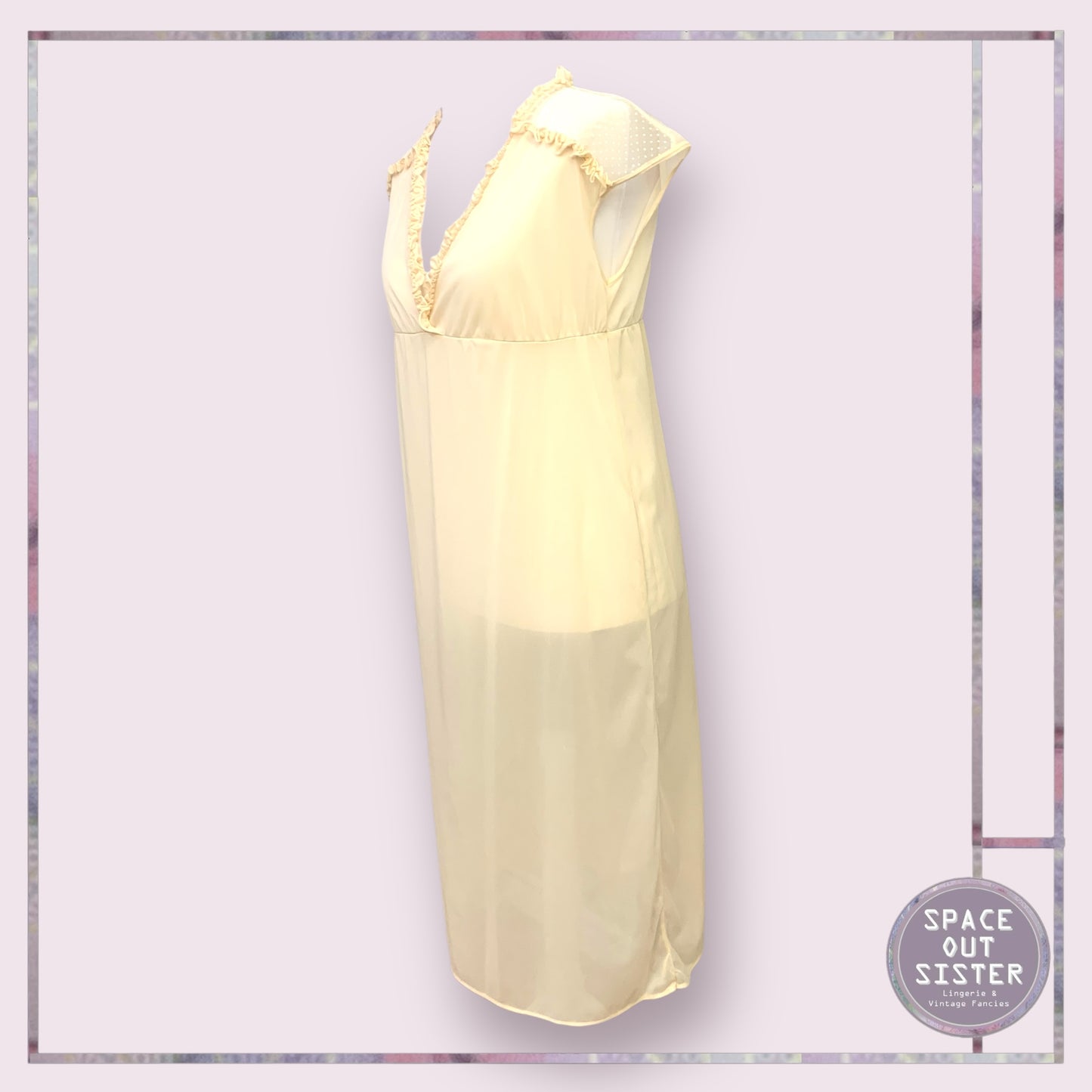 Vintage Polka Shoulder Ruffle Nightdress