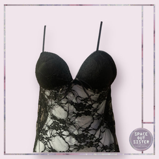 Black Lace Padded Nightdress