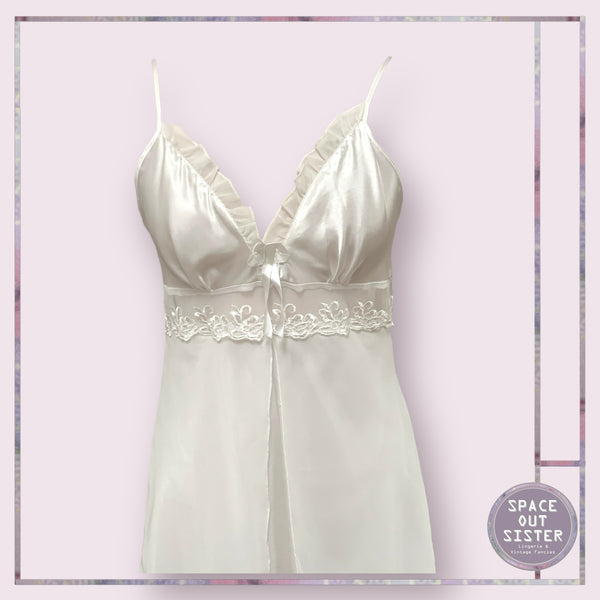 Vintage White Satin Petal Nightdress