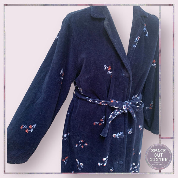 Vintage Navy Powder Blue Floral Robe