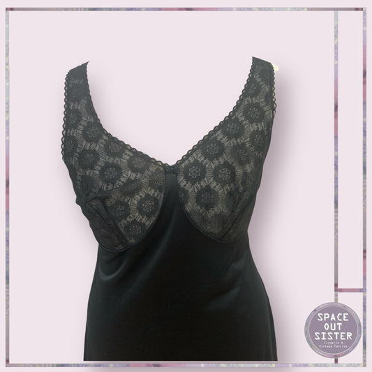 Vintage Black Floral Bust Slip